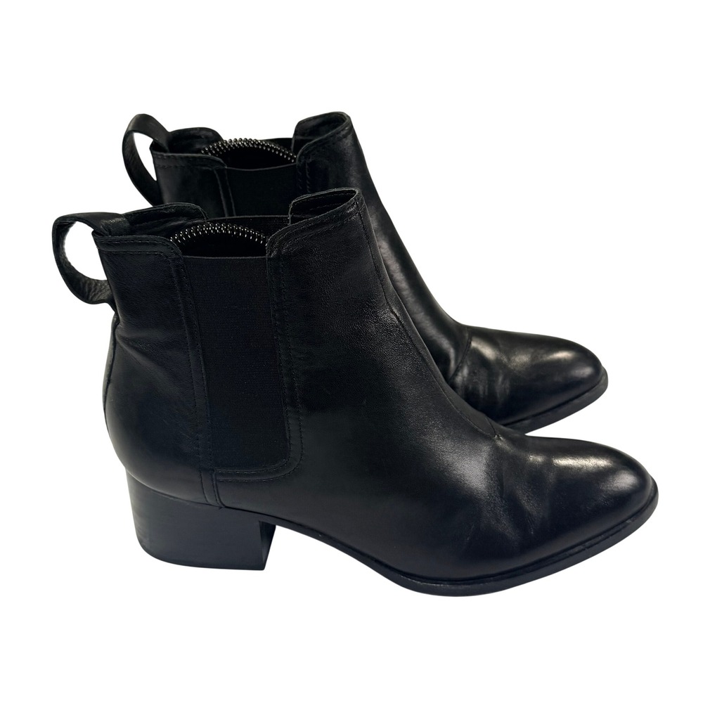 Rag & Bone Joni Boot Womens 38 Black Leather Ankle Chelsea Block Heel Minimalist